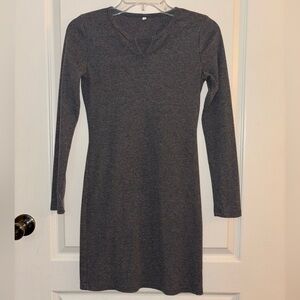 Chic Charcoal Long Sleeve Dress